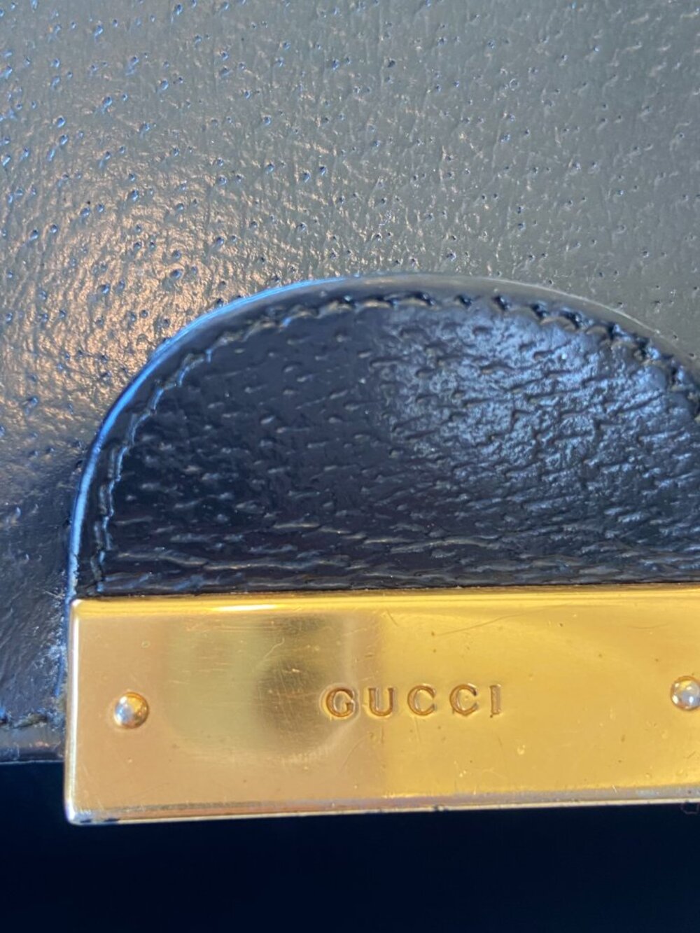 Authentic Vintage Gucci Black Leather Hand Bag and Original Dust Bag - Picture 8 of 15
